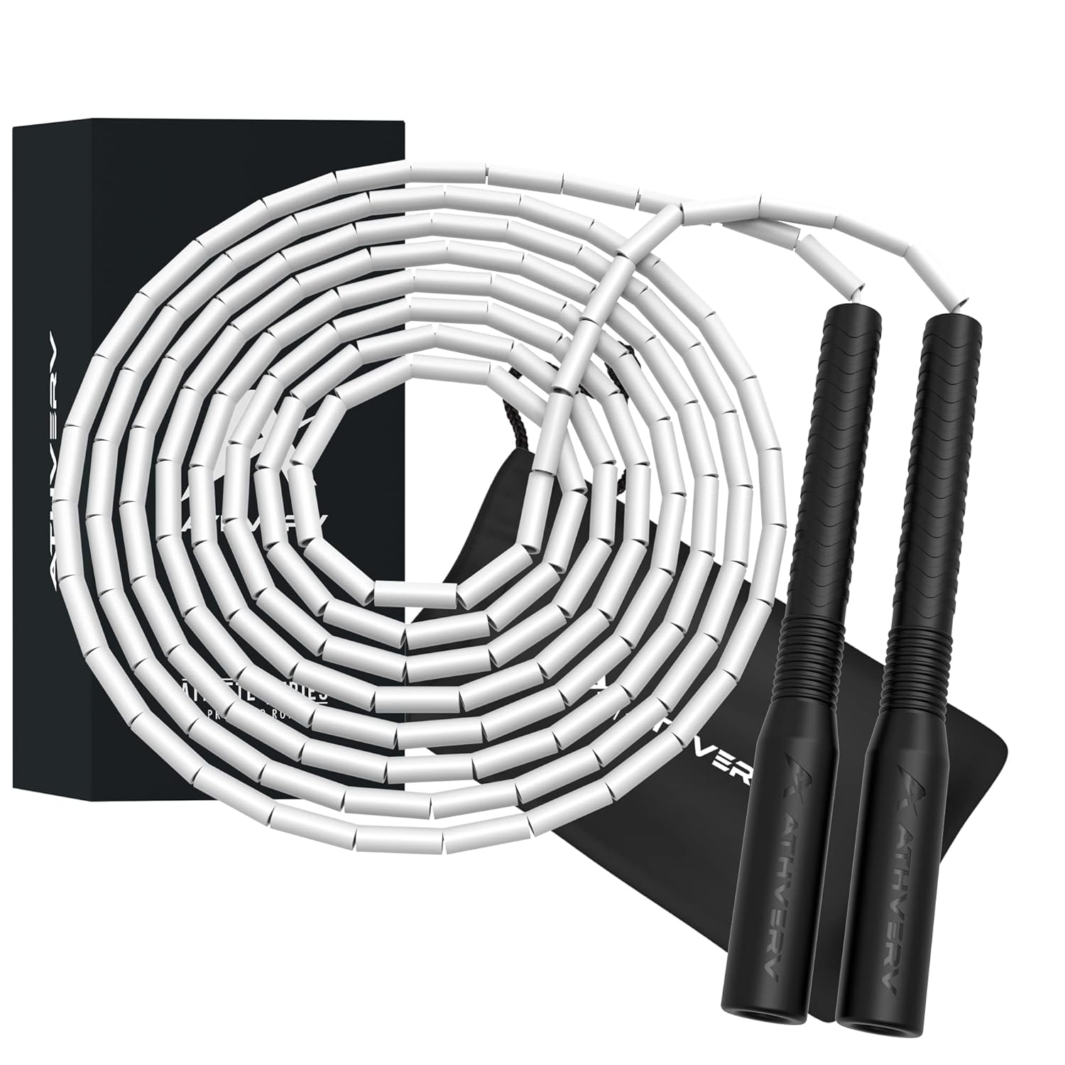 Wingz Beaded White Jump Rope for beginners learning freestyle, tricks, coordination, and rhythm training