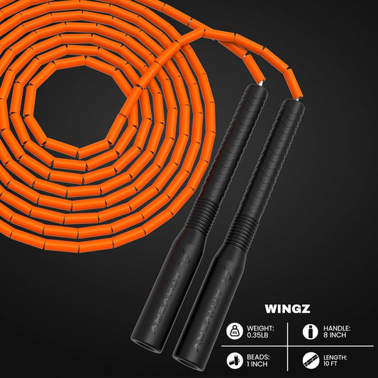 Wingz Freestyle Beaded Jump Rope, Orange