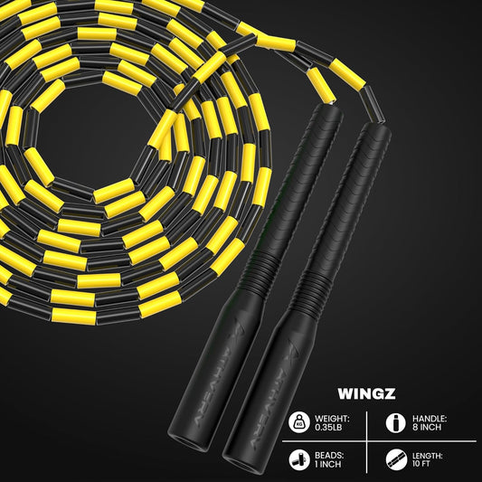 Wingz Freestyle Beaded Jump Rope, Yellow/Black