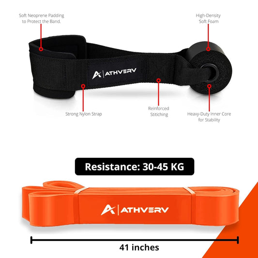 Athverv Heavy Resistance Band with Door Anchor, Orange