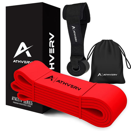 Athverv Heavy Resistance Band with Door Anchor, Red