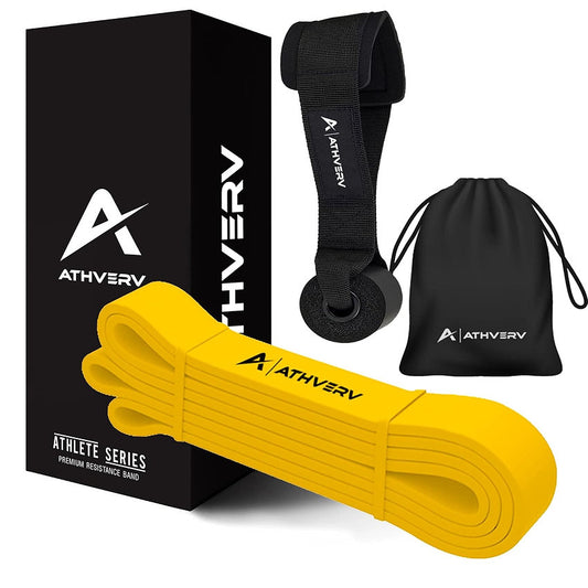 Athverv Heavy Resistance Band with Door Anchor, Yellow