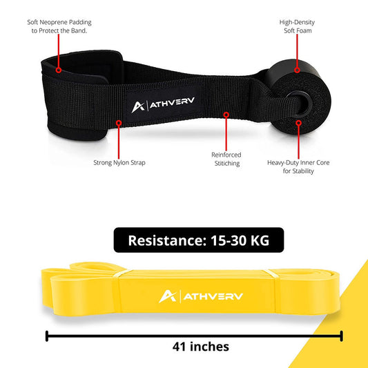 Athverv Heavy Resistance Band with Door Anchor, Yellow