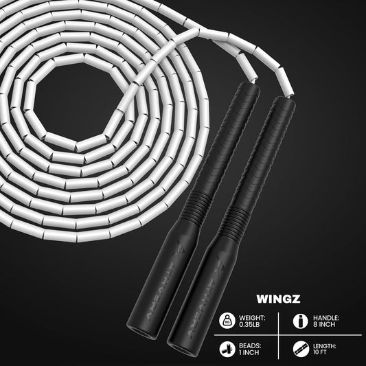 Wingz Freestyle Beaded Jump Rope, White